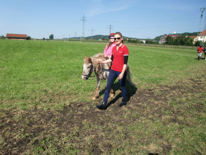 Nelly - unsere Seniorin - mit 31 Jahren trägt sie, immer noch fit , die Kinder über die Bahn