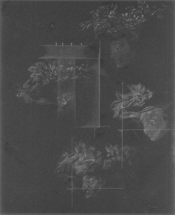 JOHANNA TIEDTKE, AUS DER SERIE: "FLORA", NADEL AUD SANDPAPIER, 27,9 CM X 22,7 CM, 2021
