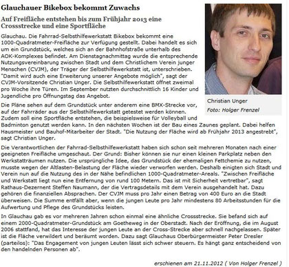 Artikel aus der Freien Presse vom 22.11.2012