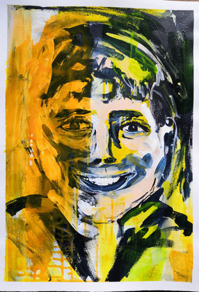 Porträt junger Mann, 40 x 60 cm, Acryl auf Bütten Papier