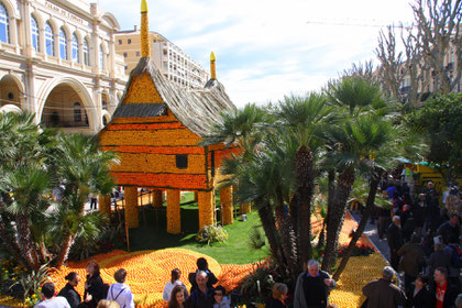 Bild: Skulptur im Jardin Biovés beim Féte du Citron in Menton