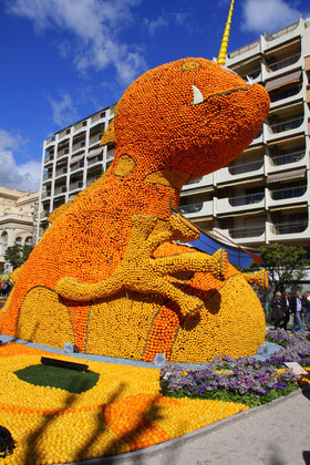 Bild: Skulptur im Jardin Biovés beim Féte du Citron in Menton