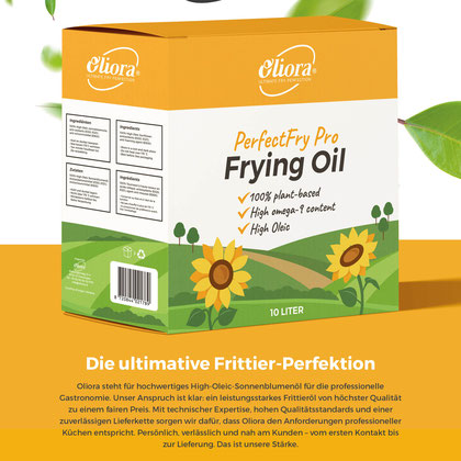 Vorderseite des Oliora-Flyers mit einer Einführung zu Oliora PerfectFry Pro