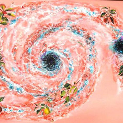 La Galaxie des Chiens de Chasse -Huile s.toile 90x70