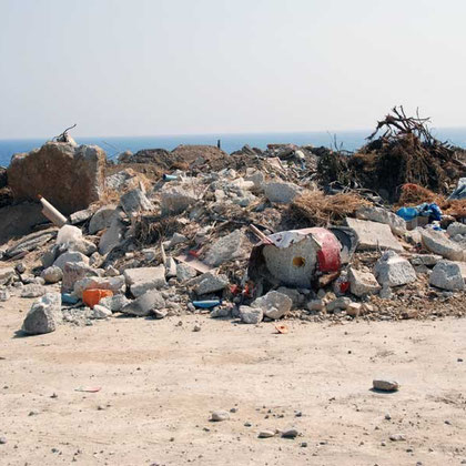 Dumped rubbish on coast between Agios Giorgios Alamanos beach and Cyprus Cement Company