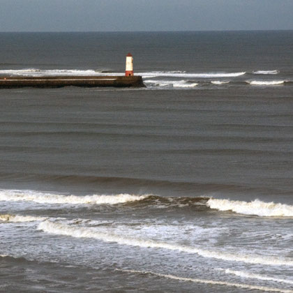 Surf at Berwick-upon-Tweed mole (from the Latin moles meaning large mass - same root as molecule)