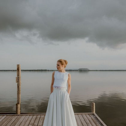 Brautrock WEISSES MEER Zweiteiler schlicht und pur - im Clean Chic! OCEAN BRIDE Brautkleider aus SEAQUAL® YARN 