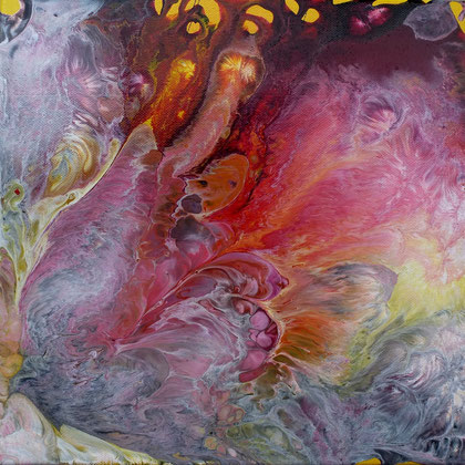 Floral, Lacke auf Leinwand, 30x30 cm