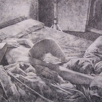 Graphite et gesso sur carton marouflé sur bois