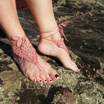 Barefoot Sandals, Wedding Beach, Bride Shoes, boho, Yoga Festival Shoes, foot decor, foot jewelry, Crochet Lace, bellydance accessories, beach party, Bohemian, Hippie, Gypsy, Fashion