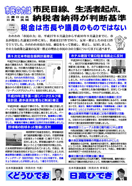 市民の力 機関紙 第30号 (2019/2)