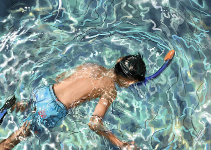Pauls "pool position", digital art, procreate, stil: acrylic, 2025