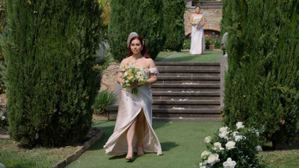 destination wedding in Umbria at Villa Baroncino a venue on Trasimeno lake. Drone shot
