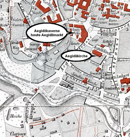 Stadtplan 1864 . Ausschnitt