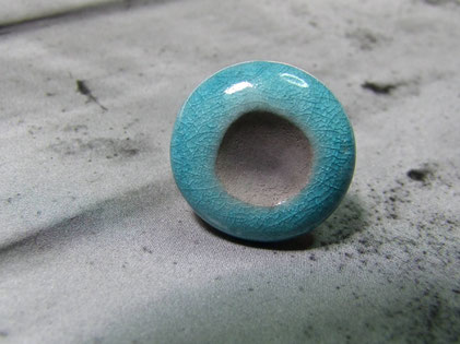 bague cratère bleue en raku