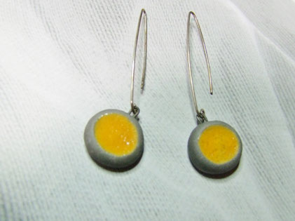 boucles d'oreilles raku jaune rondes