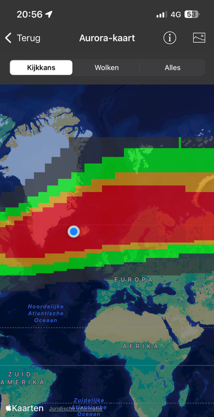 Kaart Noorderlicht IJsland