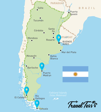 Kaart Argentintie reizen