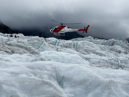 Met de helikopter landen op gletsjer Helikoptervlucht naar Franz Josef