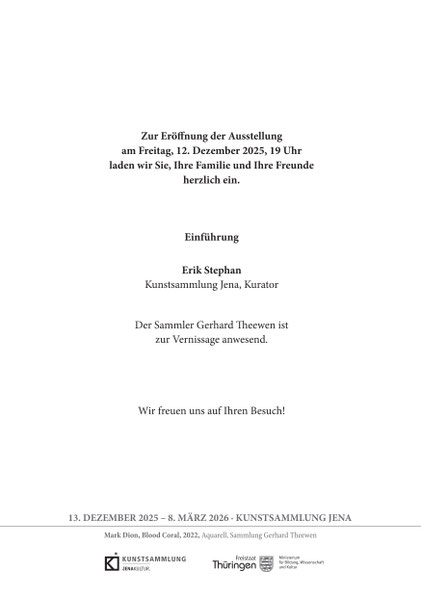 Andreas Keil, Einladung, Kunst-und Wunderkammer, Sammlung Theewen, Kunstsammlung Jena, Jena, 2025