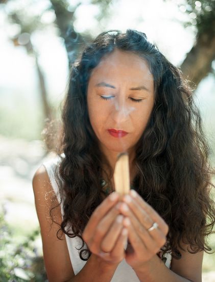 woman palo santo