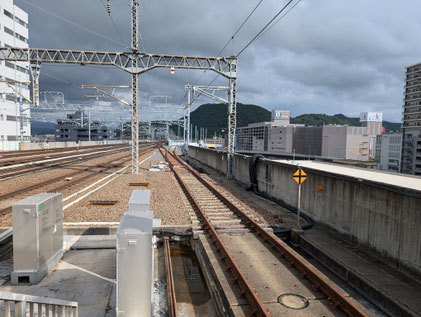 信夫山から見た福島駅の山形新幹線工事状況