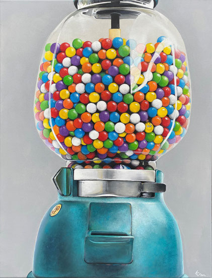 Art, painting, couleurs vives, distributeur de chewing-gum