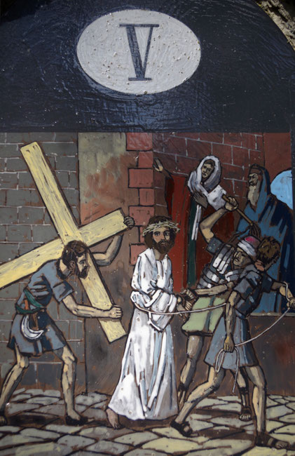 Simon von Cyrene trägt für Jesus das Kreuz. Tragen auch wir mit am Kreuz unseres Erlösers?