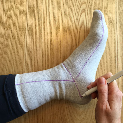 Katjuschka - Easy Socks - Schnittlinien einzeichnen innen