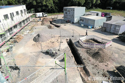Luftaufnahme der Baustelle Embsmühle