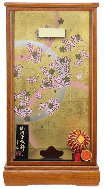 羽子板ケース 桜花 15号 高さ58cm 四角 木目（1116-15-020）