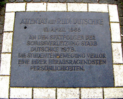 Mindetavl for Rudi Dutschke i Berlin-Wilmersdorf