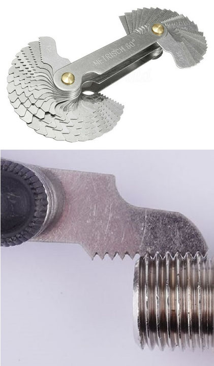 Determinación de la rosca, medición de la rosca, calibre de la rosca, determinación del tipo de rosca