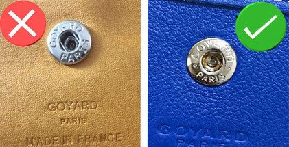 recognize Goyard metal snap button real counterfeit bag