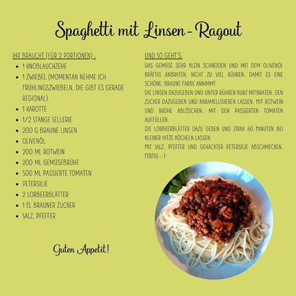 Spaghetti mit Linsen-Ragout