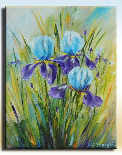 Irises, Oil on canvas, art by N. Stangrit