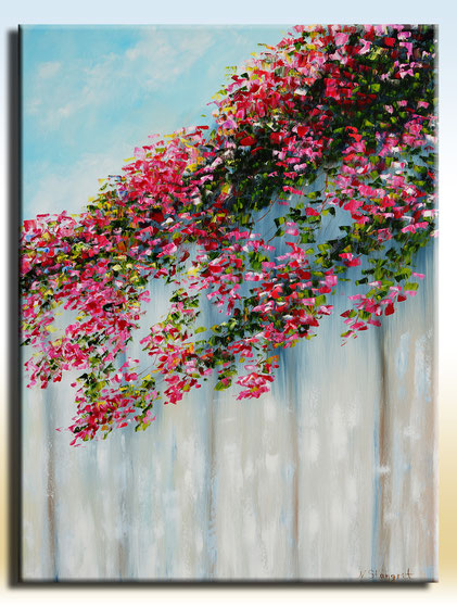 Bougainvillea Oil on canvas, art by N. Stangrit