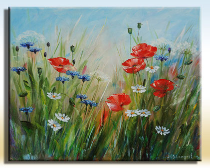 Wildflowers, Oil on canvas by N. Stangrit