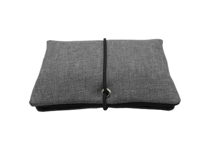 Tabaktasche aus Stoff grau und schwarz handmade mit 3 Fächern oder Blättchenfach