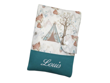 Windeltasche Wickeltasche Feuchttüchertasche Fuchs Indianer Boho Waldtiere Hase Fuchs Igel Waschbär Reh Schmetterling Federn Baum Waldfreunde personalisiert Namen Personalisieren Geschenk Taufe