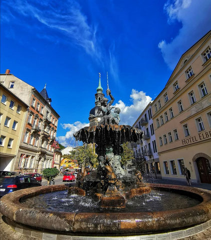 Sächsischen Schweiz, Brunnen, Bad Schandau Markt, zentrale Lage, Ausflugspunkte, Hessen, Stadt