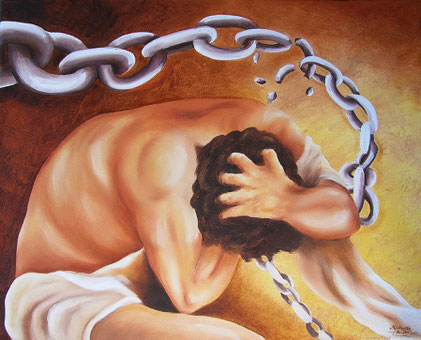 Ketten sprengen - Befreiung - Mann - frei - Kunst - Ölgemälde