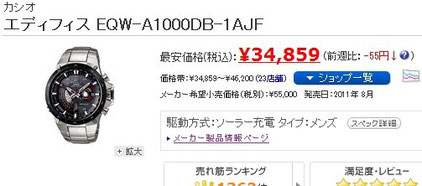 Casio Edifice EQW-A1000DB-1AJF price in Japan