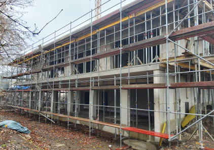 Neubau Kita Hasslinghausen in Sprockhövel, Rohbau mit Aufständerung des Untergeschossesg
