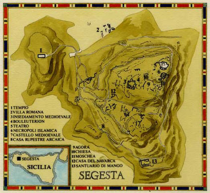 MAPPA DI SEGESTA, di A.Molino. Ink on paper. Da BELL'ITALIA, 1988