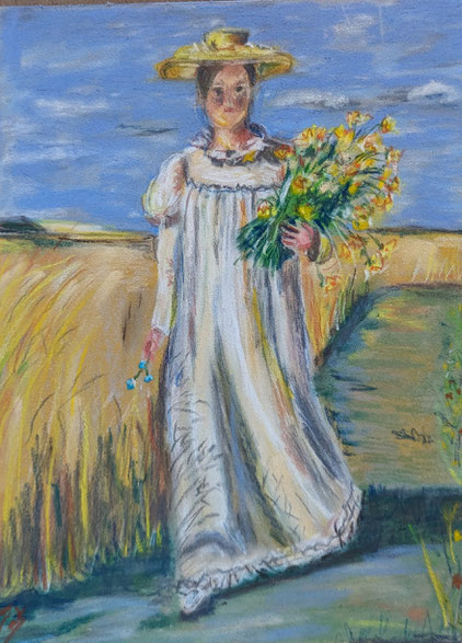 Naar aanleiding van een bezoek aan het Skager museum deze tekening gemaakt naar schildrij van de Deense schilder