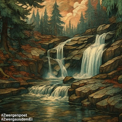 Ein kleiner Wasserfall im Wald.