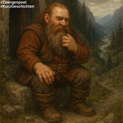 Ein gemauerter Bogen kennzeichnet den Eingang zur Zwergenhöhle, die sich in der Nähe eines bewaldeten Flusstals befindet. Erstellt mit ChatGPT.