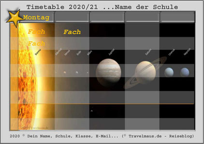 Planeten Timetable... am PC Fächer ergänzen!