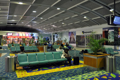 The departure lobby of Cairns Airport around 3:00 a.m.